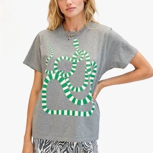 Clare V. Gray and Green Graphic T-Shirt, Medium - NWT